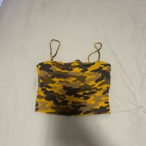 Yellow Camo Crop Top